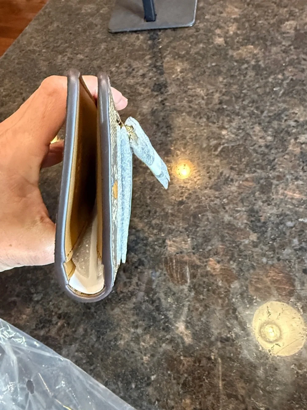 Coach Beige Signature Canvas Continental Wallet with Playful Cat Print - Picture 5 of 16